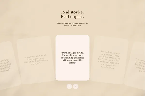 Dawn: AI for Mental Health | 24/7 support for your mind - Landing design inspiration