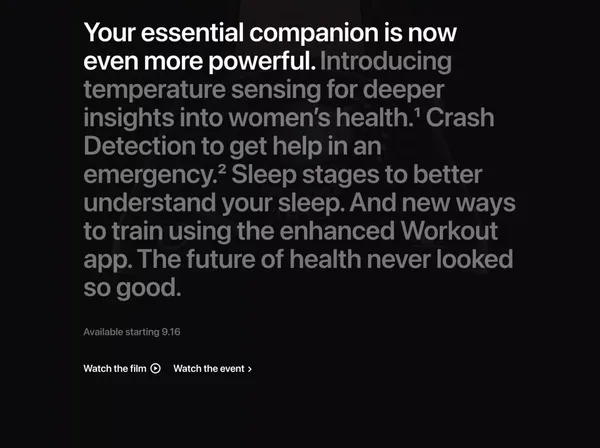 Apple Watch Series 8 - Apple - Landing design inspiration