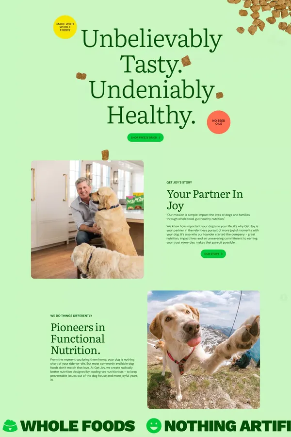 Radically Better Nutrition | Get Joy Food - Landing design inspiration