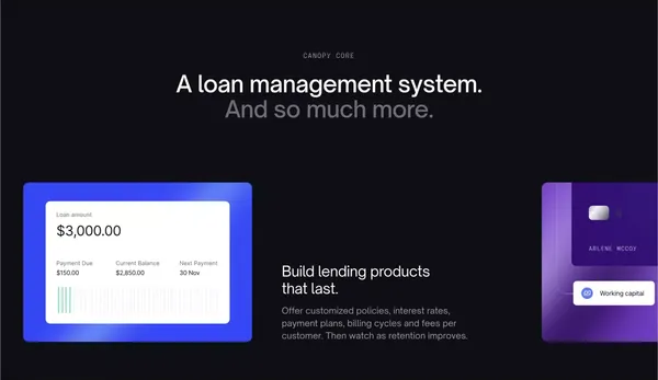 Canopy | The leading loan management system - Landing design inspiration