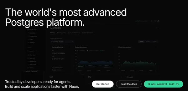 Neon Serverless Postgres — Ship faster - Landing design inspiration