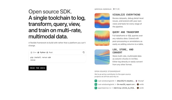 Rerun | The Data Layer for Physical AI - Landing design inspiration