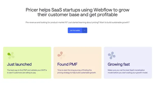 Pricer - SaaS Pricing Page Builder for Webflow - Landing design inspiration