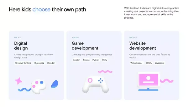 Online platform for digital skills | Kodland Home - Landing design inspiration