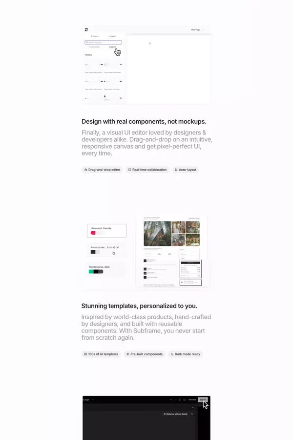 Subframe – The best way to build UI, fast. - Landing design inspiration