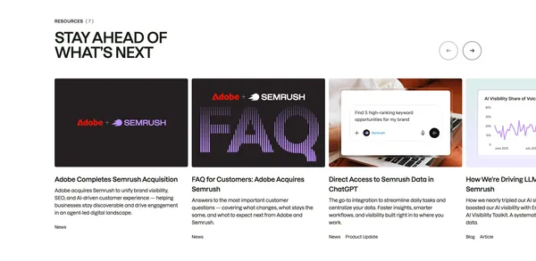 Semrush: Your Unfair Advantage for Growing Brand Visibility - Landing design inspiration