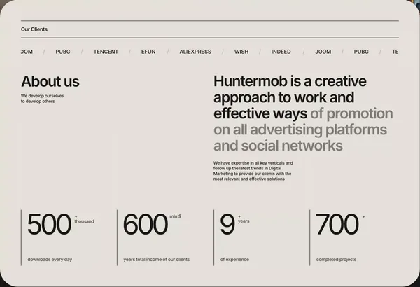 HunterMob — Mobile app marketing agency - Landing design inspiration