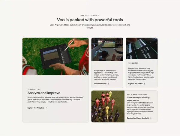 Sports Tracking Camera: Record & Analyse Matches | Veo - Landing design inspiration