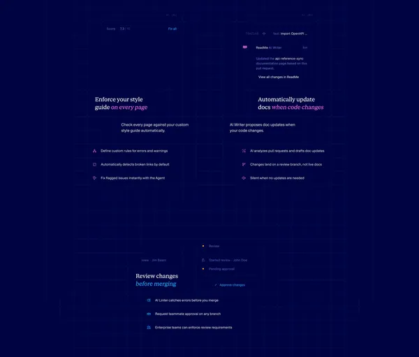 ReadMe · Developer-friendly API documentation - Landing design inspiration
