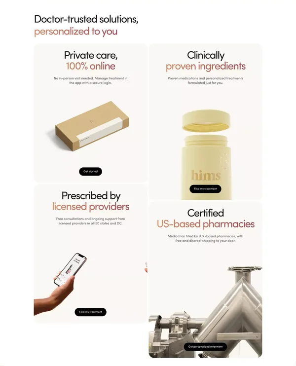 Telehealth for a healthy, handsome you | hims - Landing design inspiration