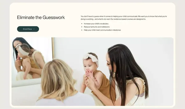 Speech Sisters - Speech Therapy Courses to Help Get Your Child Talking - Landing design inspiration