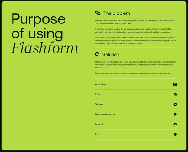 Flashfom: the fastest and easiest way to connect with your customer - Landing design inspiration
