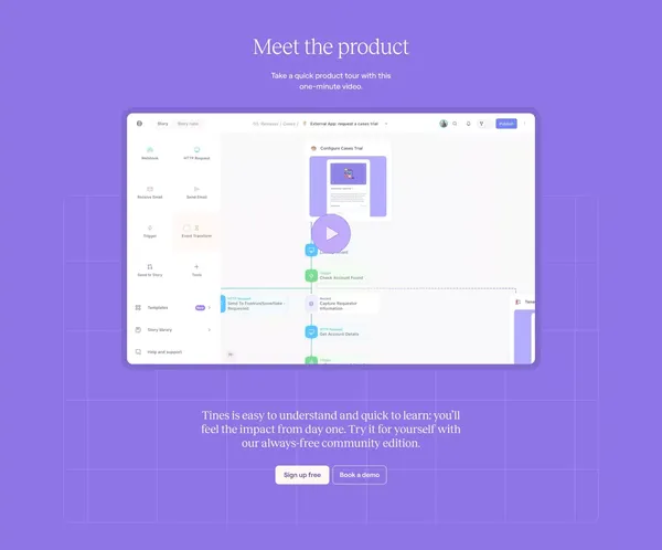 Tines | The smart, secure workflow builder - Landing design inspiration