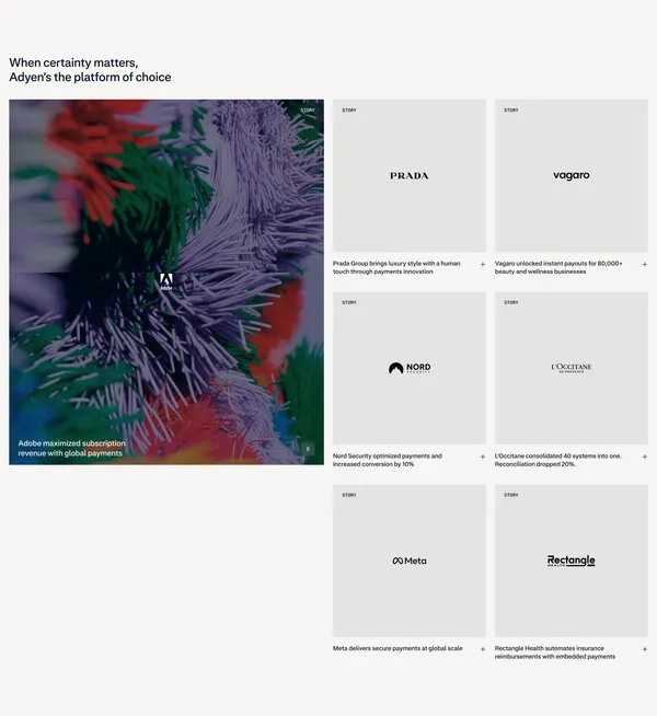 Adyen: Fintech platform for enterprises - Adyen - Landing design inspiration
