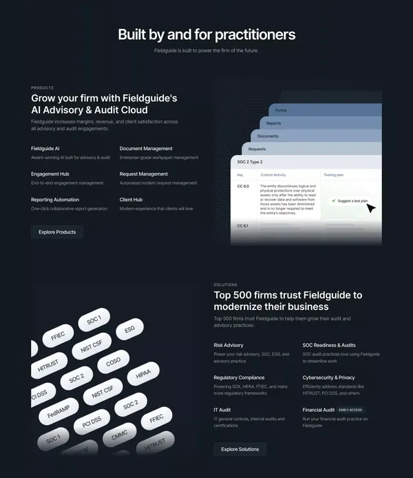 Fieldguide Advisory & Audit Cloud - Landing design inspiration