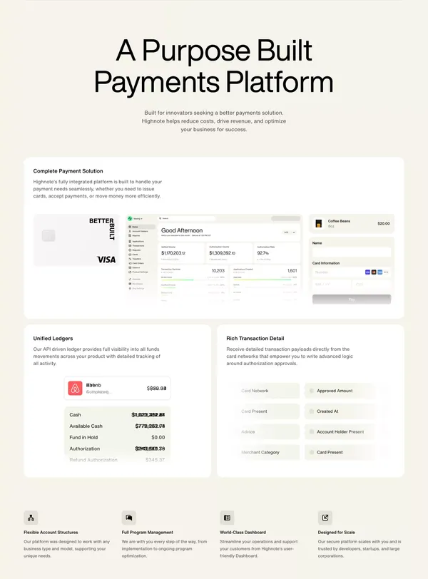 Highnote | The New Standard for Payments - Landing design inspiration