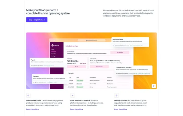 Stripe | Financial Infrastructure to Grow Your Revenue - Landing design inspiration