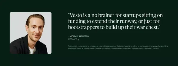 Vesto | Cash Management For Startups - Landing design inspiration