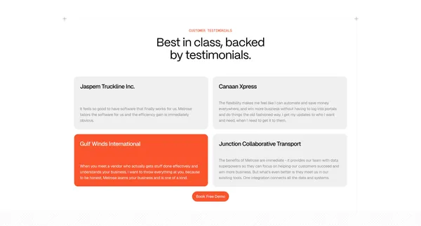 Melrose - Automate all your Logistics with AI - Landing design inspiration