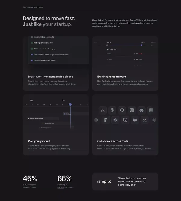 Linear for Startups – Linear - Landing design inspiration