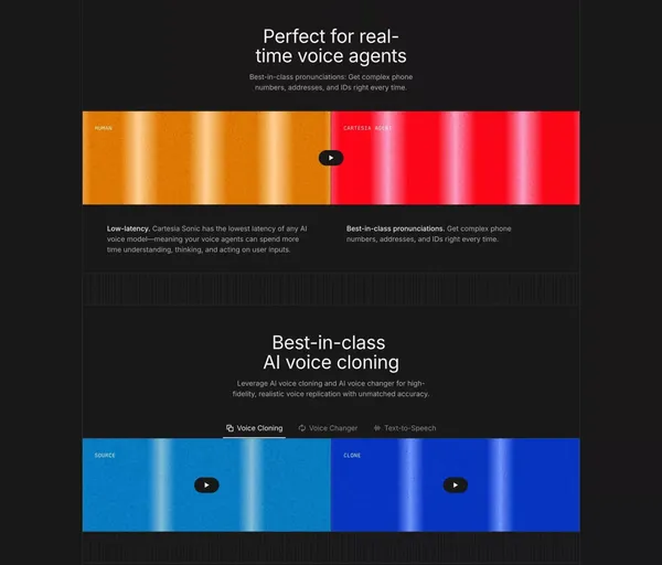 Cartesia - The fastest, ultra-realistic voice AI platform. - Landing design inspiration