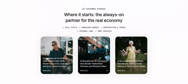 Beside - Landing design inspiration