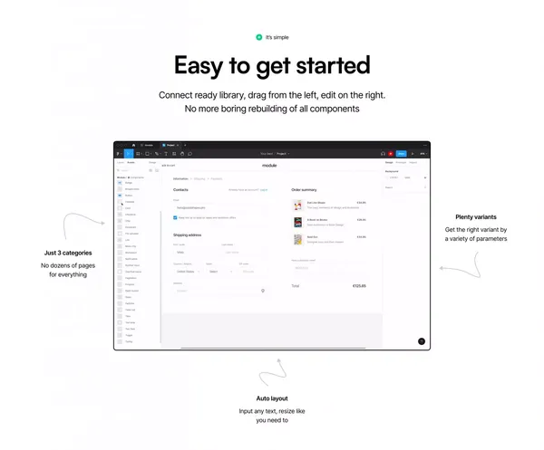 Design system for Figma - Module. UI Kit - Landing design inspiration