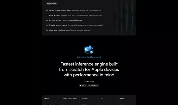 Mirai: On-Device Layer for AI Model Makers & Products - Landing design inspiration