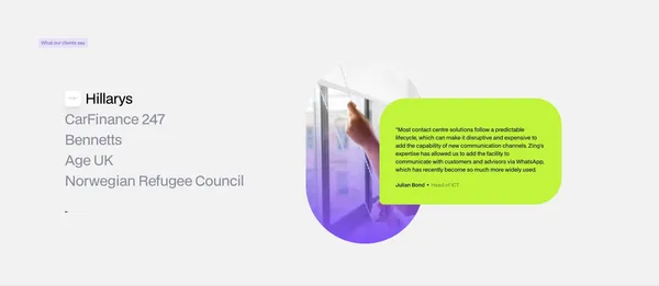 Zing | Twilio Flex Cloud Contact Centre Developers - Landing design inspiration