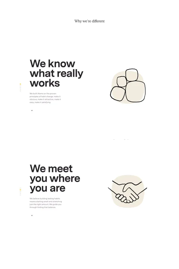 Atoms. The official Atomic Habits app - Landing design inspiration