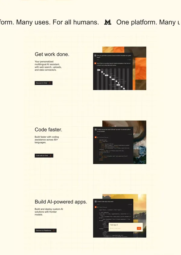 Mistral AI | Frontier AI in your hands - Landing design inspiration