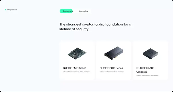 Quside – QRNGs for advanced solutions - Landing design inspiration