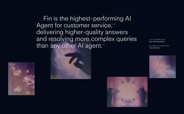 Fin. The #1 AI agent for customer service - Landing design inspiration