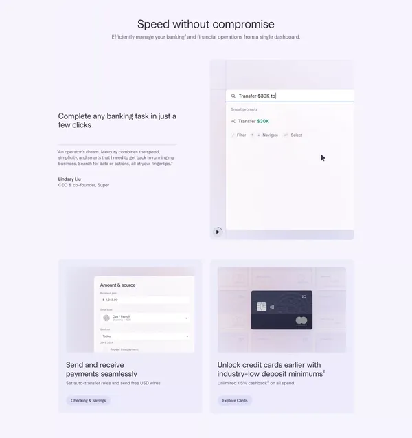Online Business Banking For Startups & Small Businesses | Financial Workflows - Landing design inspiration