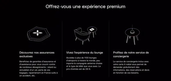 Carte X métal : la carte premium pour les pros - Landing design inspiration