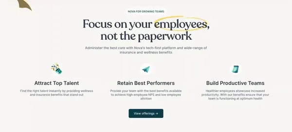 Employee Health Insurance and Benefits Platform | Nova Benefits - Landing design inspiration