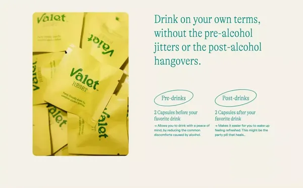 Valet: Mindful indulgence in your pocket. - Landing design inspiration