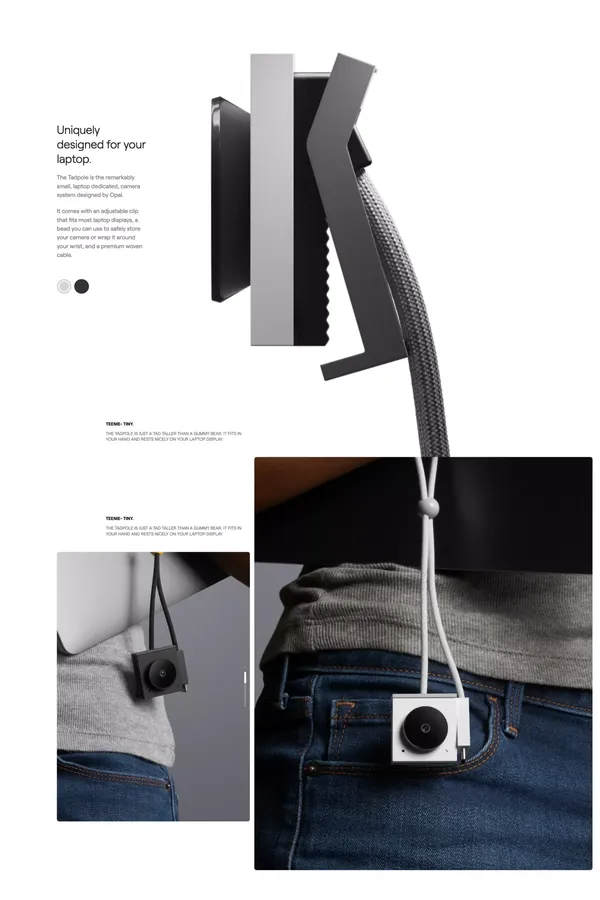 Opal Tadpole — The first portable webcam - Landing design inspiration