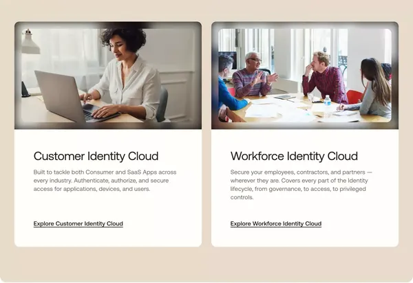Employee and Customer Identity Solutions | Okta - Landing design inspiration