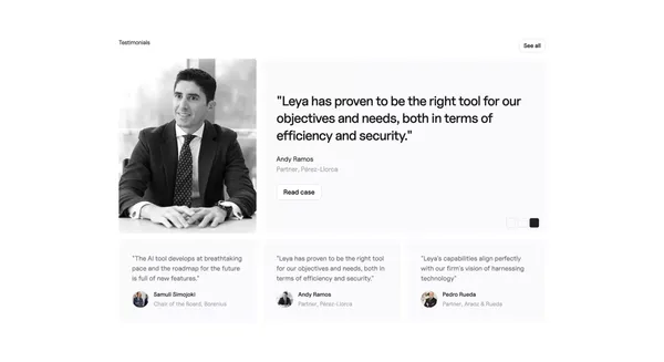 Leya | The future of legal work - Landing design inspiration