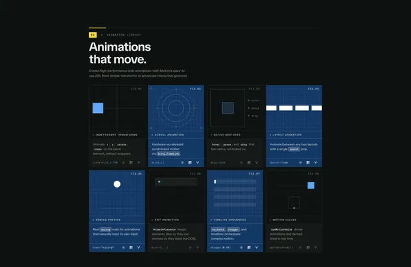 Motion: JavaScript & React animation library - Landing design inspiration