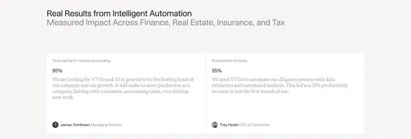 V7 Go | AI Agent Platform for Finance, Legal & Insurance - Landing design inspiration