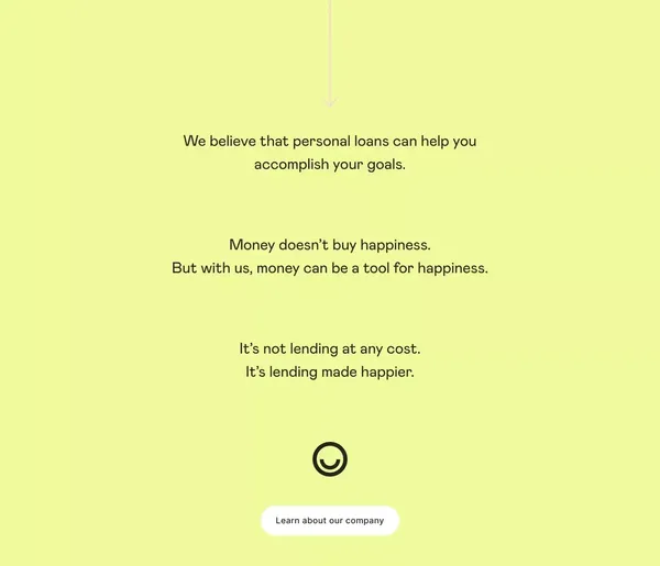 Personal Loans, Made Personal - Happy Money - Landing design inspiration