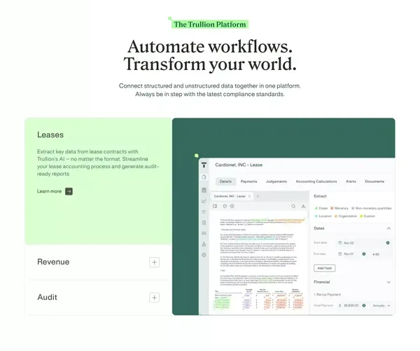 AI-Powered Accounting Software Solutions | Trullion - Landing design inspiration