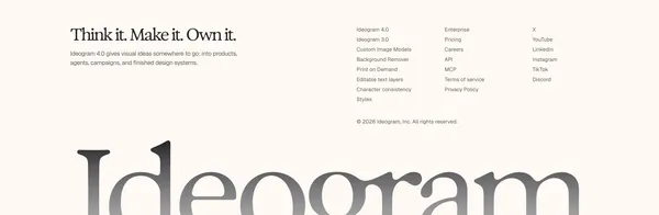 Ideogram 4.0 — The open model for visual intelligence - Landing design inspiration