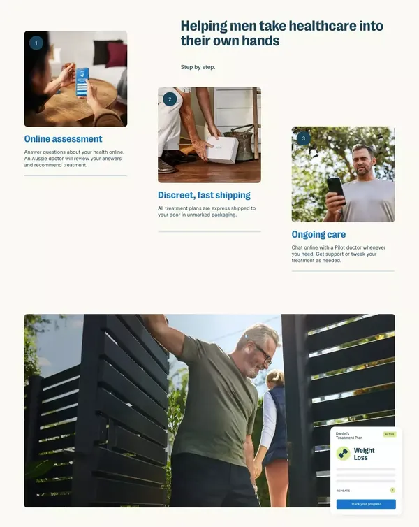 Pilot - Men's Health Treatments Online - Landing design inspiration