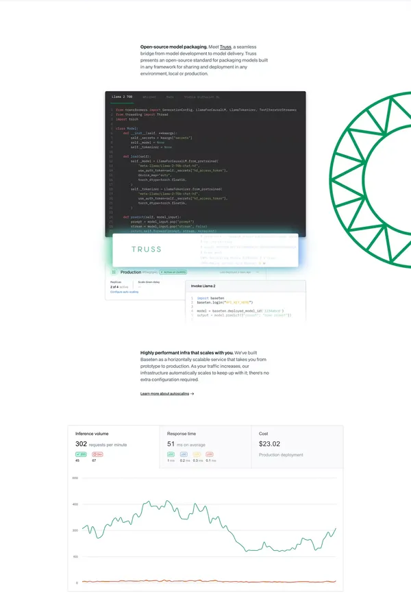 Baseten | Machine learning infrastructure - Landing design inspiration