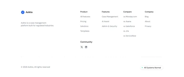 Avikto — Case Management for Regulated Teams - Landing design inspiration