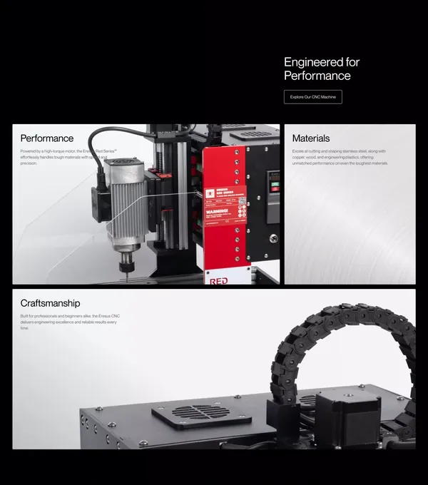 Eresus CNC | Precision Meets Power - Compact CNC Machines - Landing design inspiration