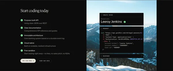 Griffin - The bank you can build on - Landing design inspiration